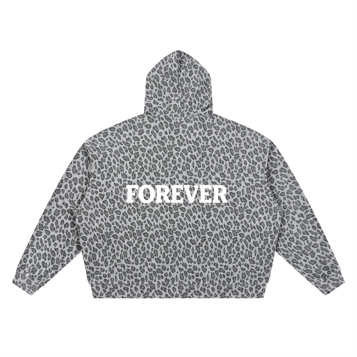Forever Print Unisex Leopard Print Waffle Full Zip Hoodie