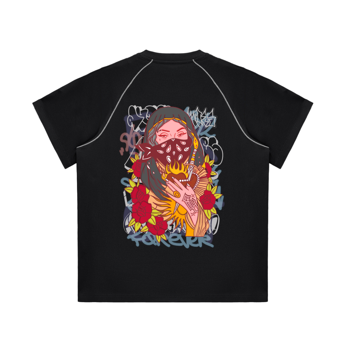 Striped Contrast Stitch T-Shirt