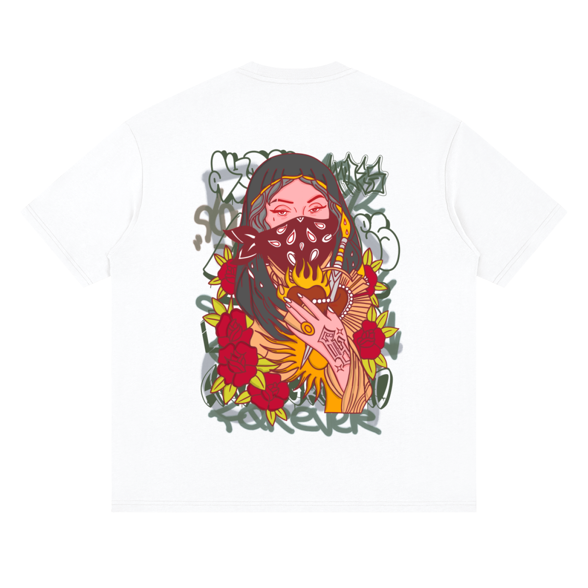 Cuidame por siempre Streetwear Loose Drop Shoulder T-Shirt