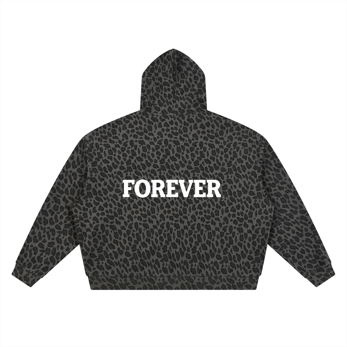 Forever Print  Unisex Leopard Print Waffle Full Zip Hoodie